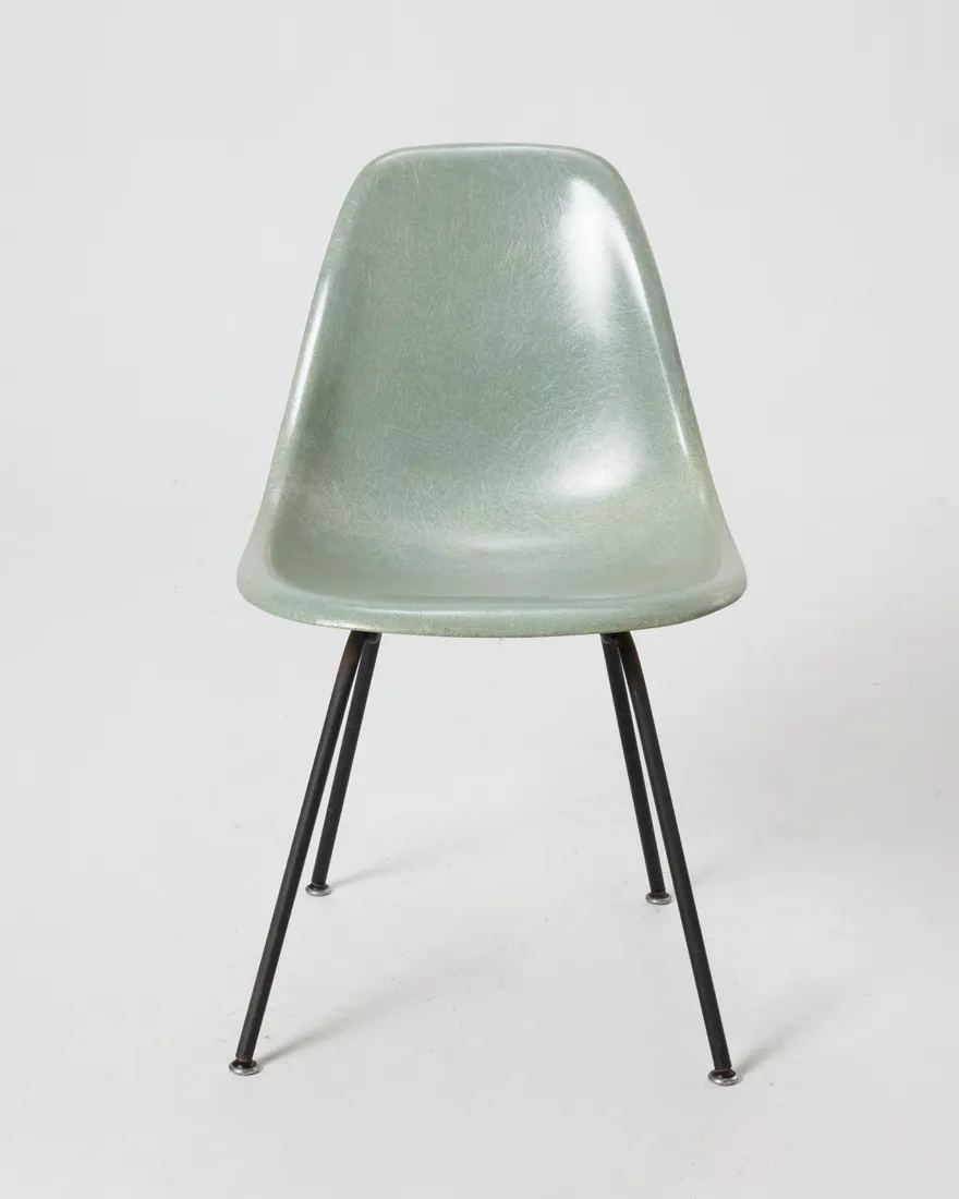 Vintage Herman Miller Eames Style Fiberglass Shell Chair - Pale Green