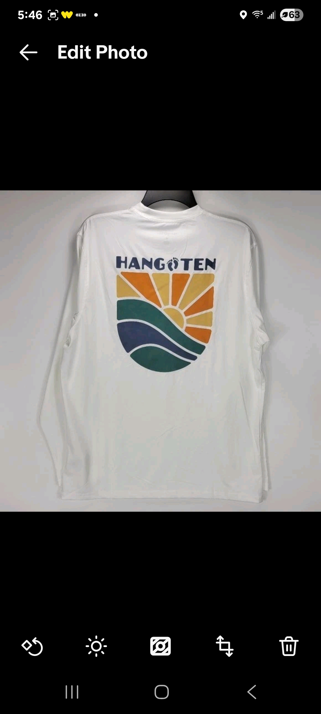 Mens Medium Hang Ten UPF 50+ UV Protection Fishing Boat Beach Athletic Shirt White