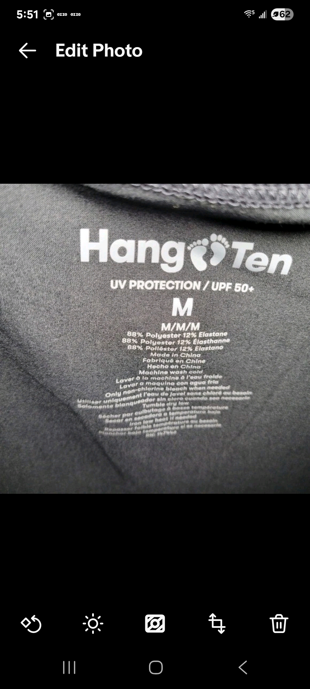 Mens Medium Hang Ten UPF 50+ UV Protection Fishing Boat Beach Athletic Shirt Gray