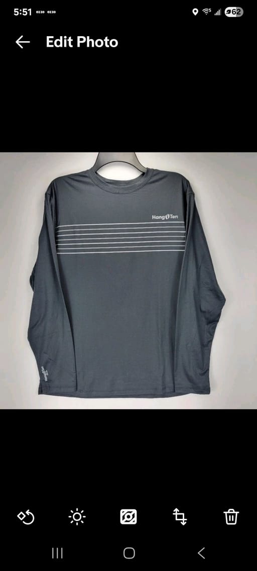 Mens Medium Hang Ten UPF 50+ UV Protection Fishing Boat Beach Athletic Shirt Gray
