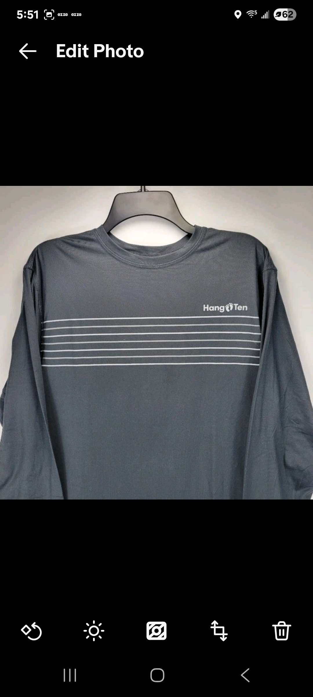 Mens Medium Hang Ten UPF 50+ UV Protection Fishing Boat Beach Athletic Shirt Gray