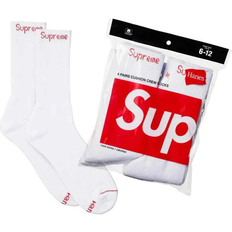 Supreme 4-Pack Crew Socks White