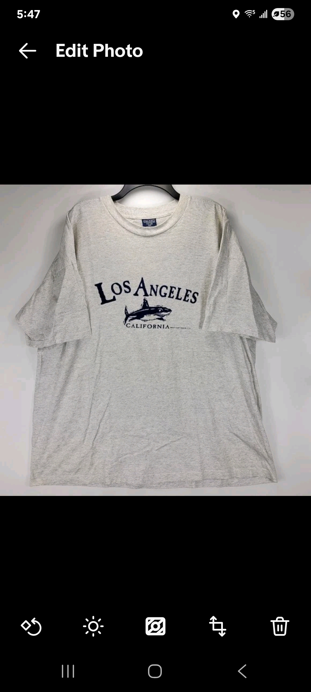Mens 3XL Los Angeles California Great White Shark Vintage Shirt Gray Ocean Rare