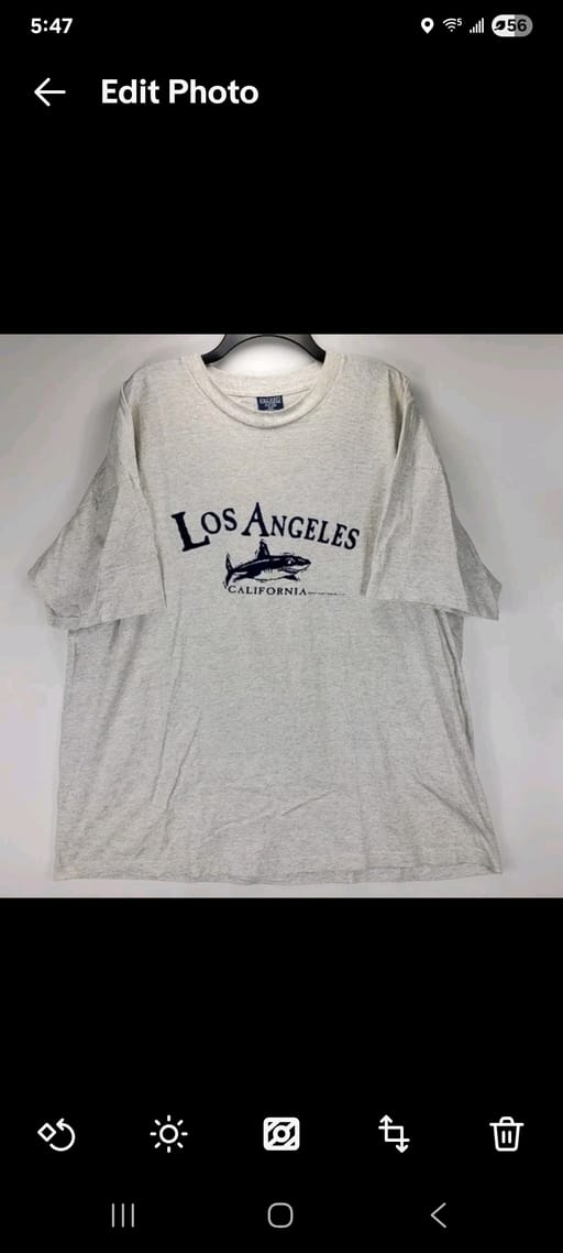Mens 3XL Los Angeles California Great White Shark Vintage Shirt Gray Ocean Rare