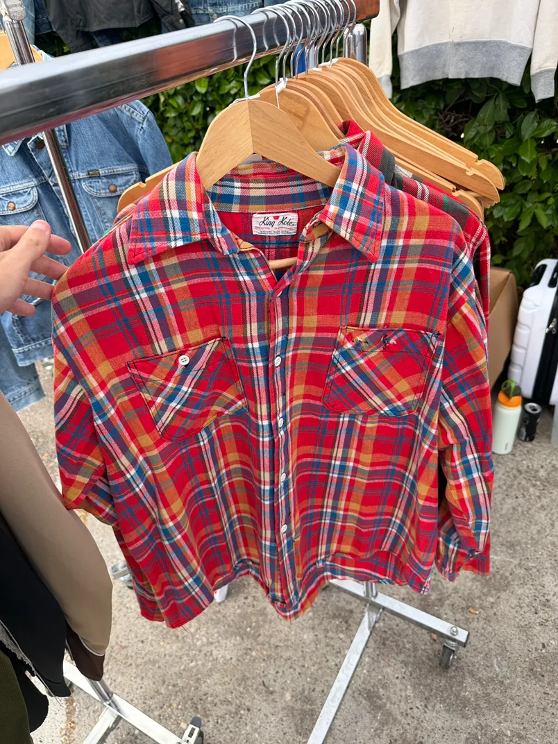 1960s king kole multicolor red flannel