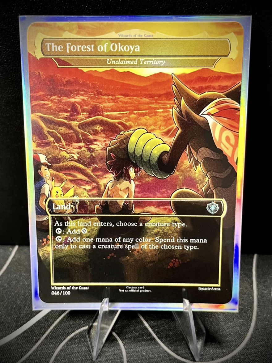 Magic the Gathering x Pokémon The Forest Custom Fan Art Card w/ Holo Sleeve
