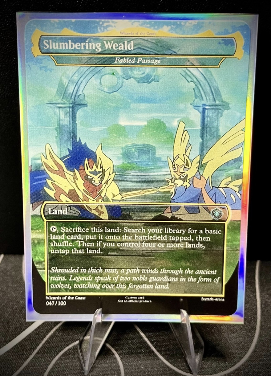 Magic the Gathering x Pokémon Zacian Zamazenta Fan Art Card w/ Holo Sleeve