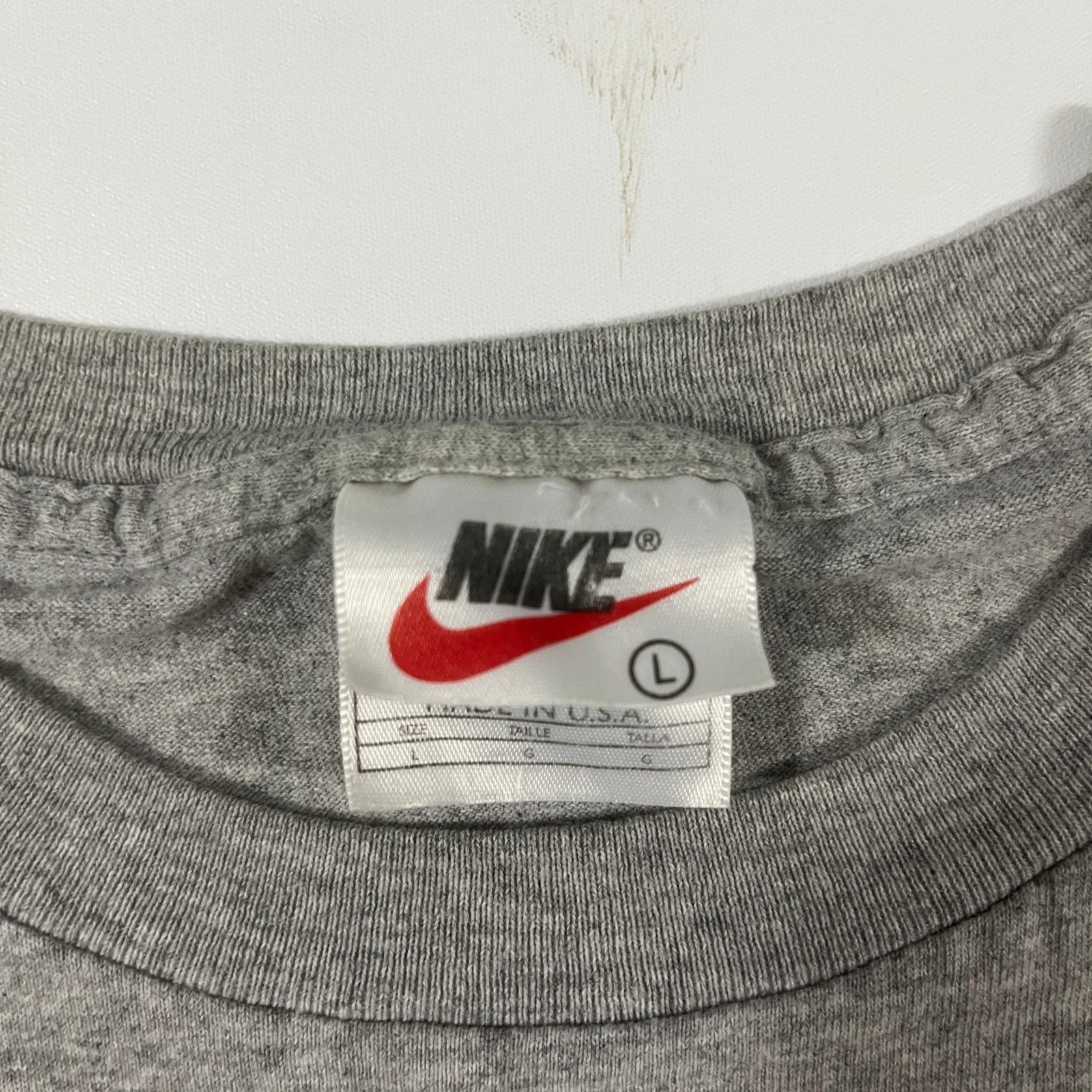 Vintage 90s Nike Big Swoosh Heather Gray Made in USA T-Shirt L