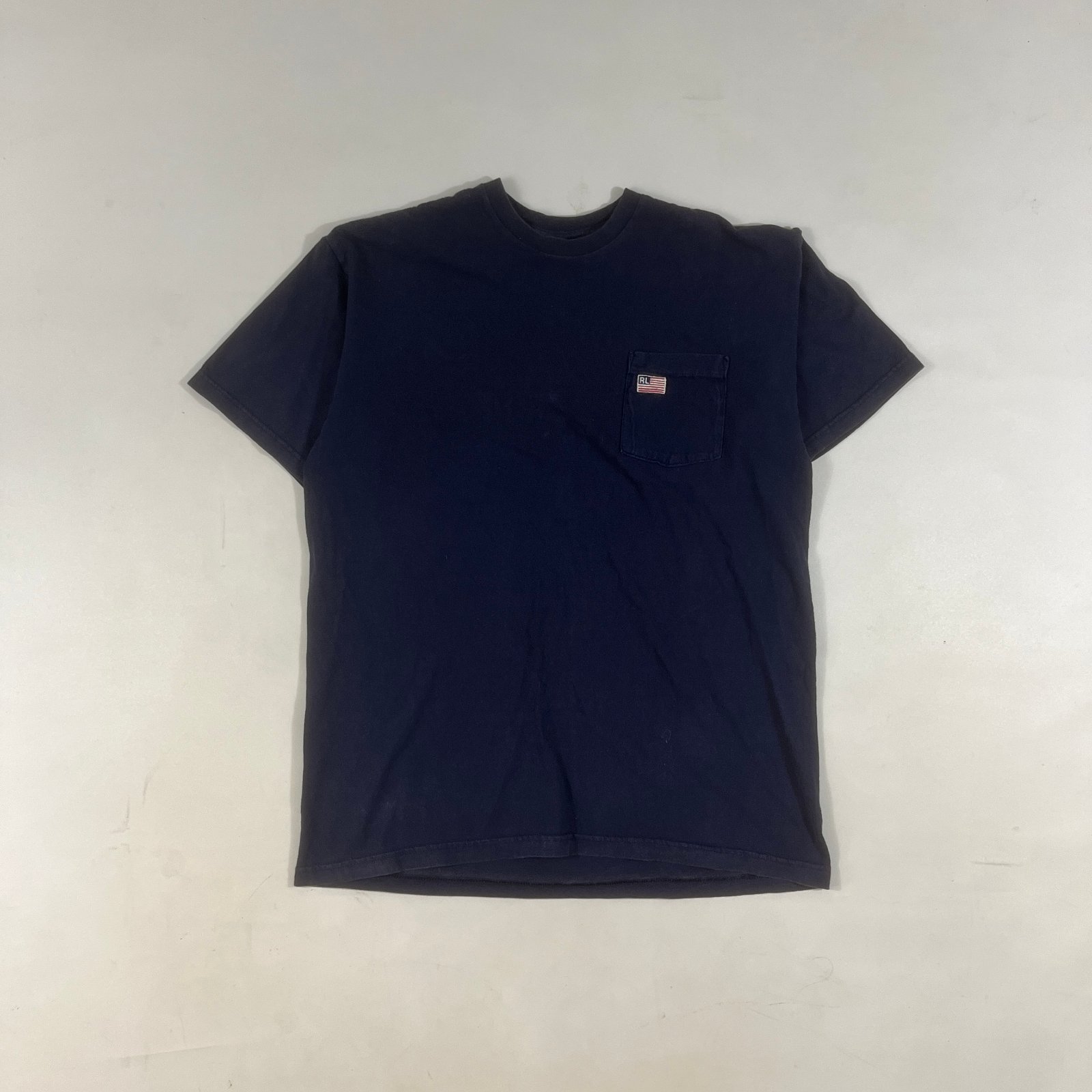 Vintage 90s Polo Jeans Co Ralph Lauren Navy RL Flag Pocket Tee L