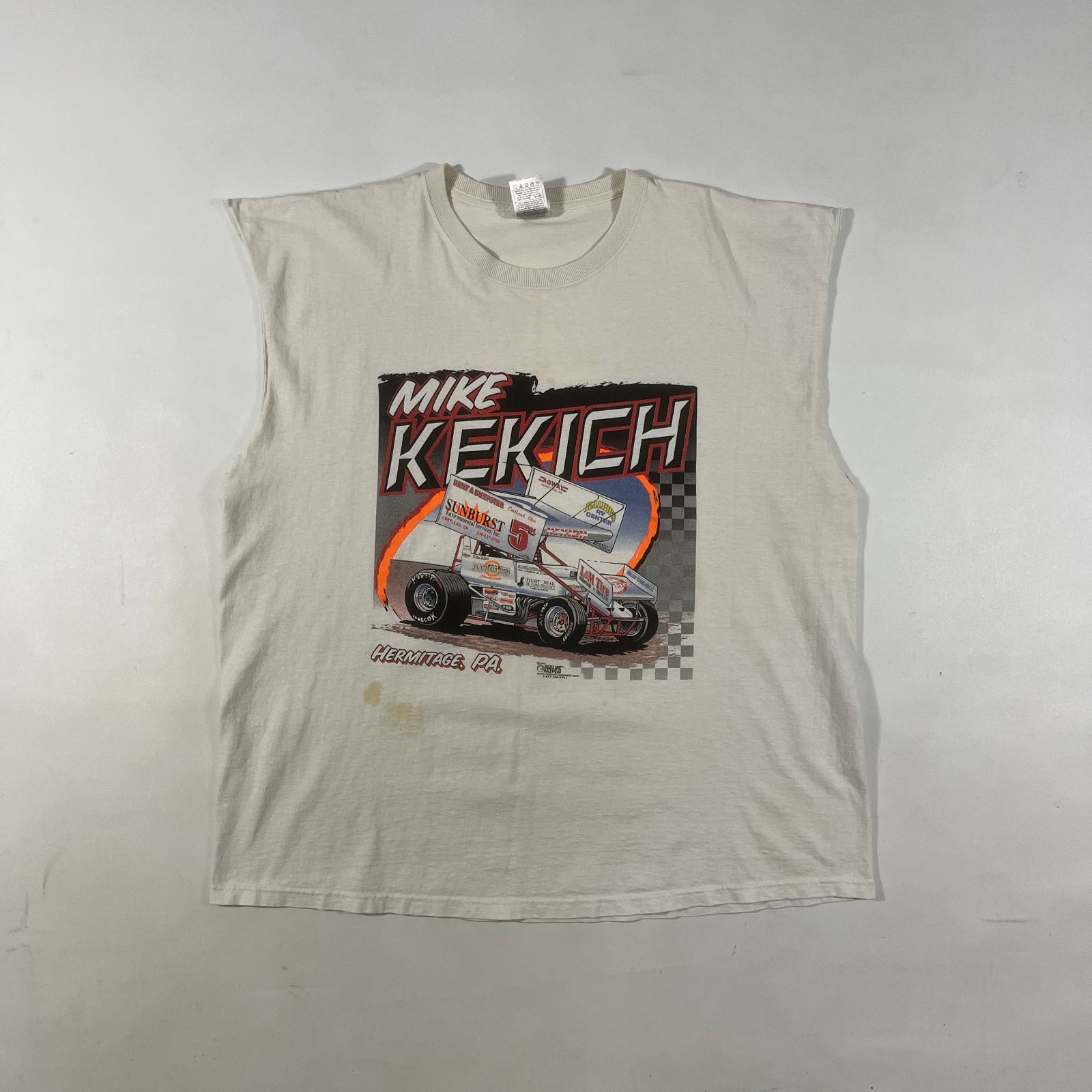 Vintage Y2K Mike Kekich Sprint Car Racing Sleeveless Tee Hermitage PA 2XL