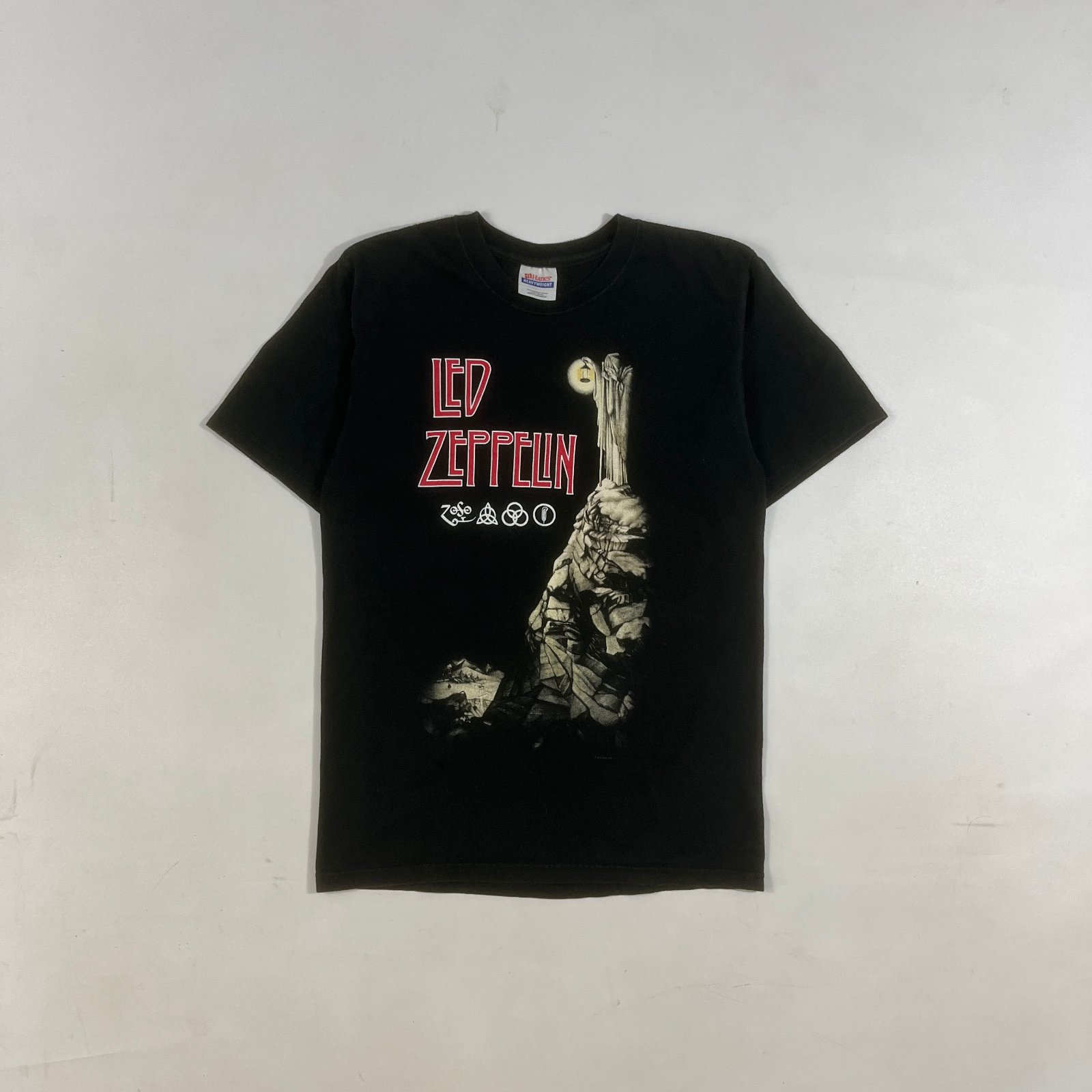 Led Zeppelin Stairway to Heaven Hermit Band Tee Black Hanes Heavyweight S