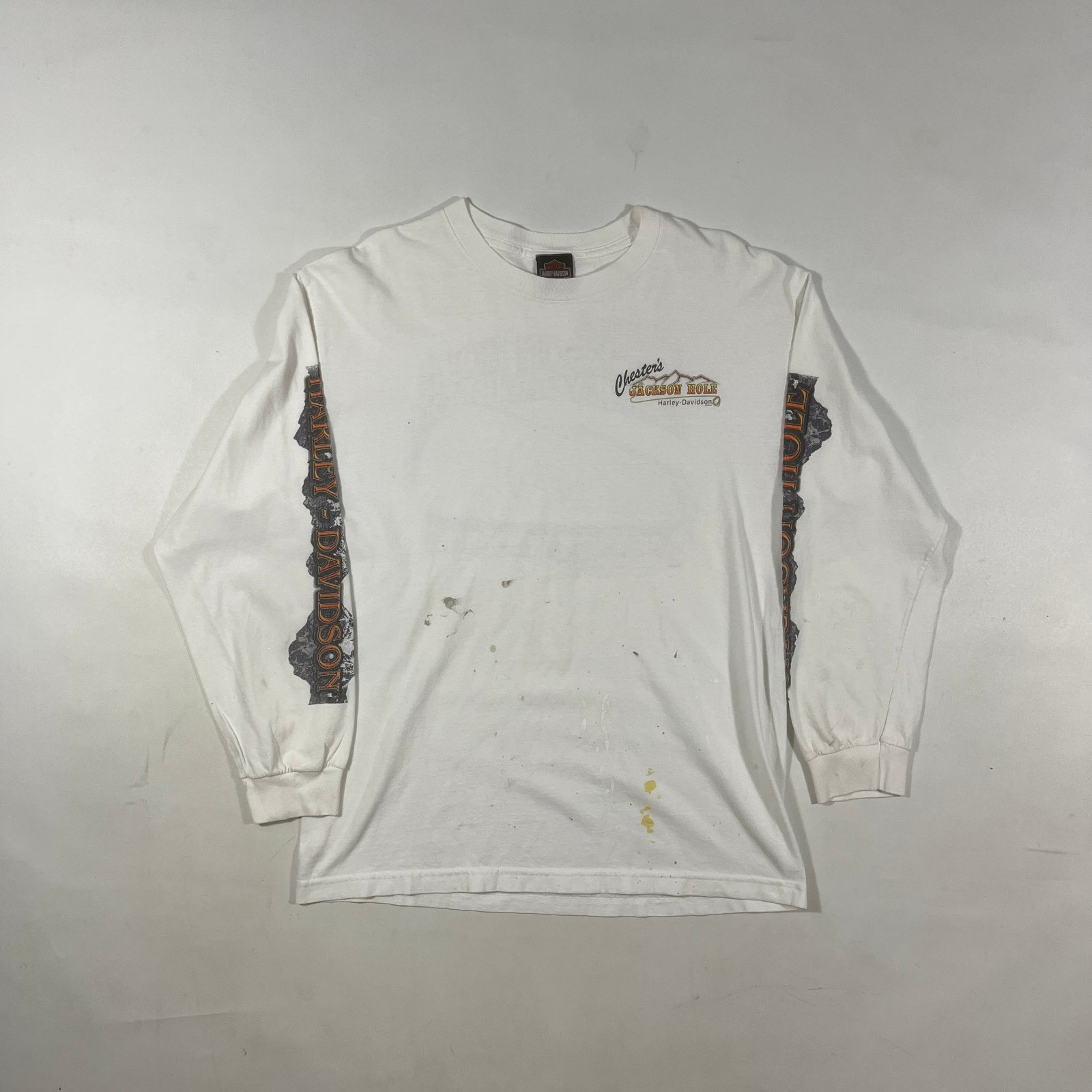Harley-Davidson Chester's Jackson Hole Wyoming Long Sleeve Tee White Bison Graphic