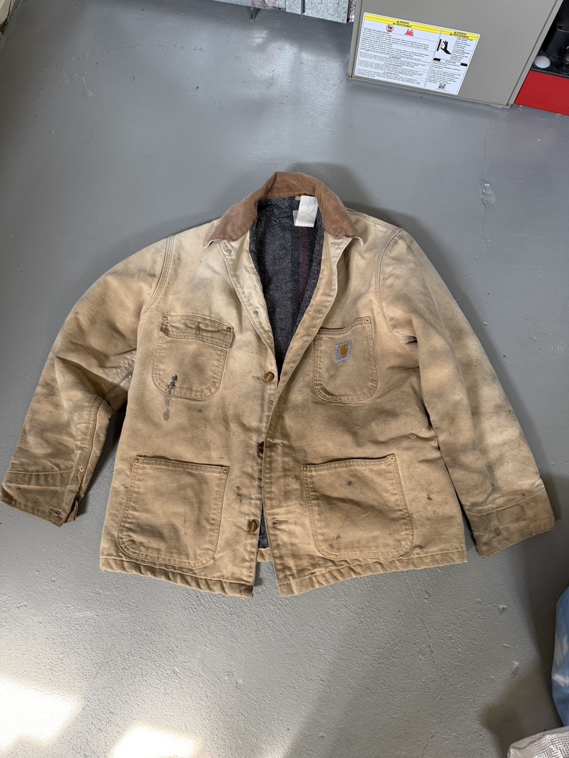 90s Carhartt Men's Tan blanket Lined chorecoat  Jacket