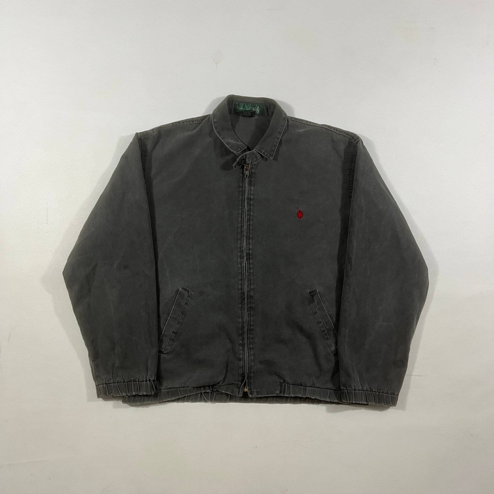 Vintage Polo Ralph Lauren Faded Black Cotton Harrington Jacket