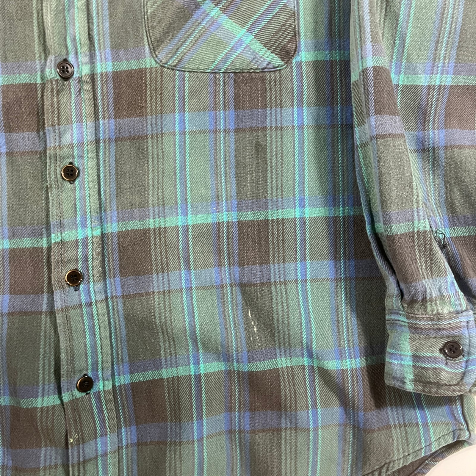 Vintage 90s Dickies Black Watch Plaid Heavyweight Cotton Flannel Shirt XL
