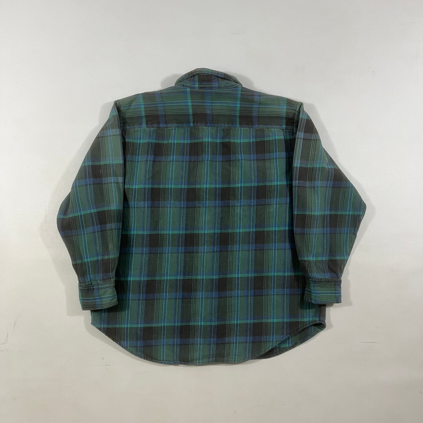 Vintage 90s Dickies Black Watch Plaid Heavyweight Cotton Flannel Shirt XL
