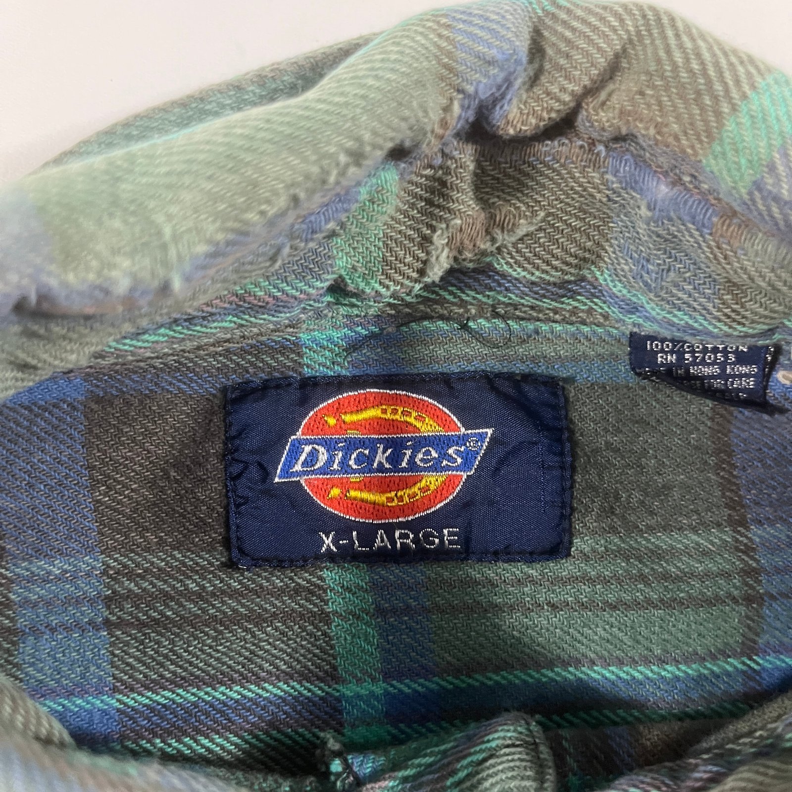 Vintage 90s Dickies Black Watch Plaid Heavyweight Cotton Flannel Shirt XL