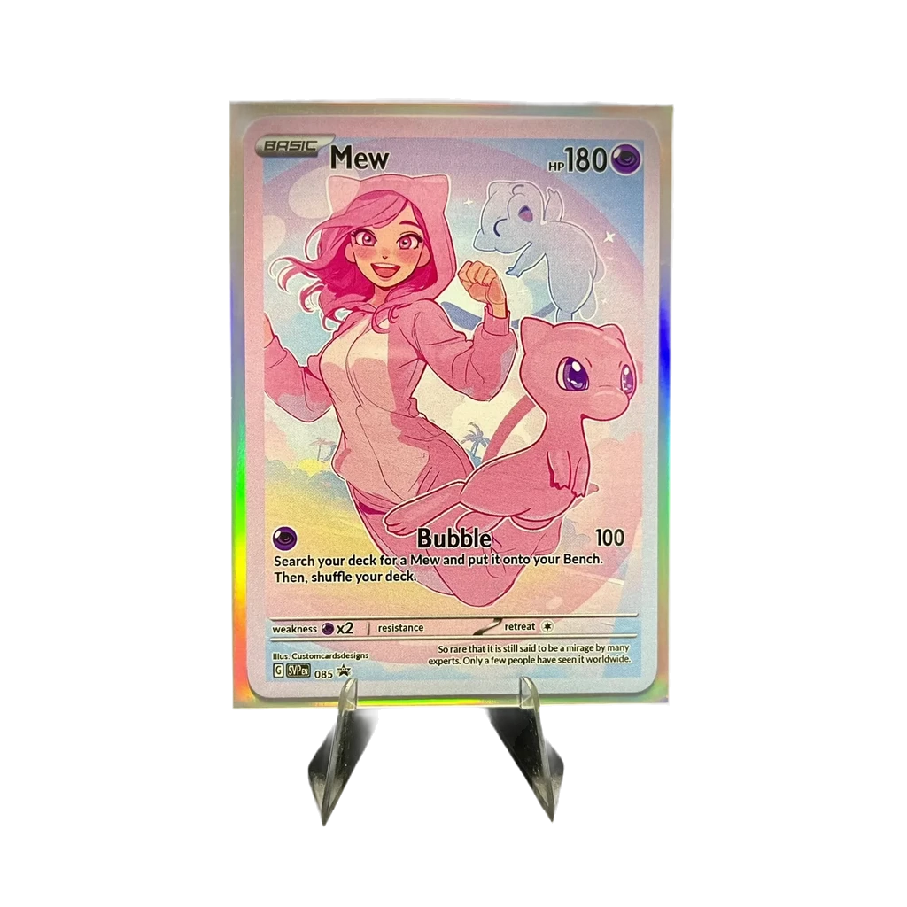 Bubble Mew Waifu Trainer Cosplay Fan Art Card w/ Holo Sleeve