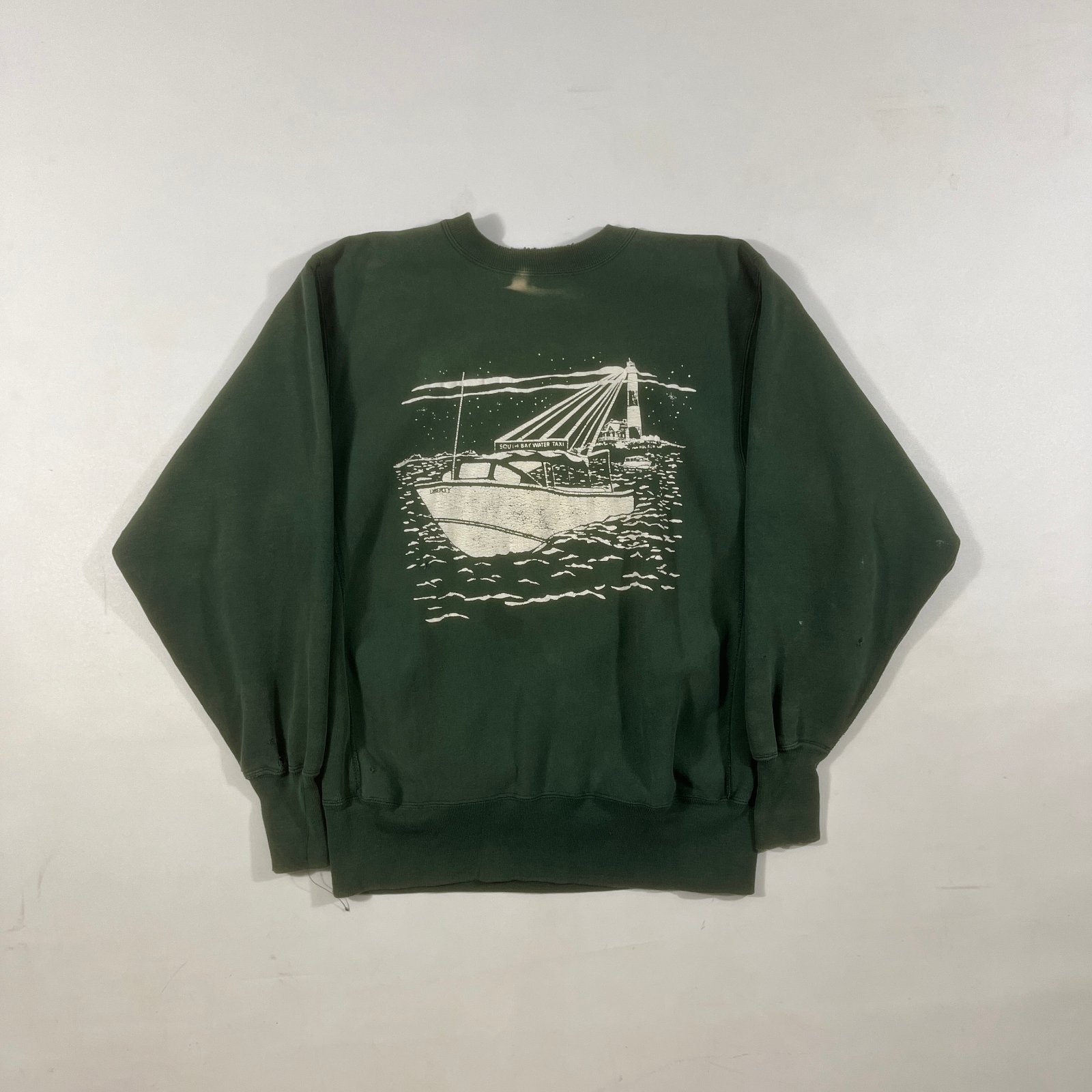 Vintage 90s Champion Reverse Weave South Bay Water Taxi Lighthouse Sweatshirt L