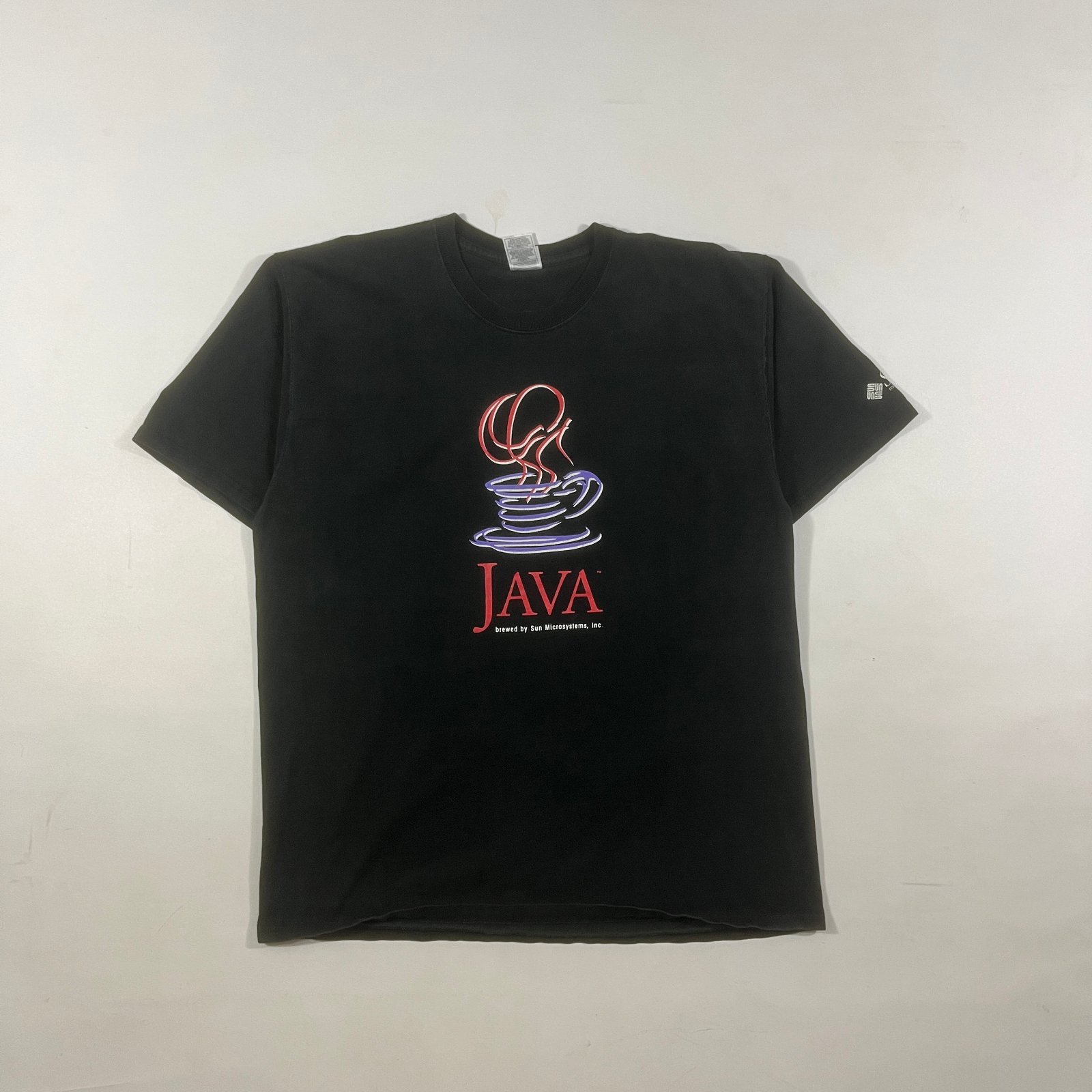 Vintage Y2K Java Sun Microsystems Promo Tee Black Tech Programmer T-Shirt XL