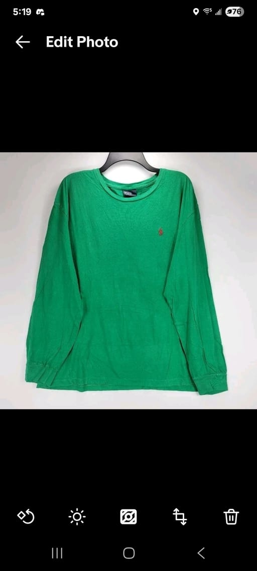 Mens Large Polo Ralph Lauren Vintage Y2K Long Sleeve Single Stitch Shirt Green
