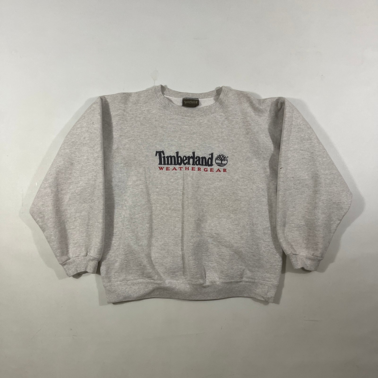 Vintage 90s Timberland Weathergear Heather Gray Embroidered Crewneck Sweatshirt