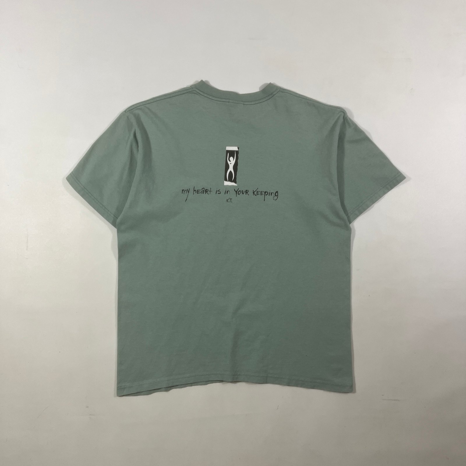 Vintage Y2K Anvil Sage Green "My Life Is In Your Hands" Christian Graphic Tee L