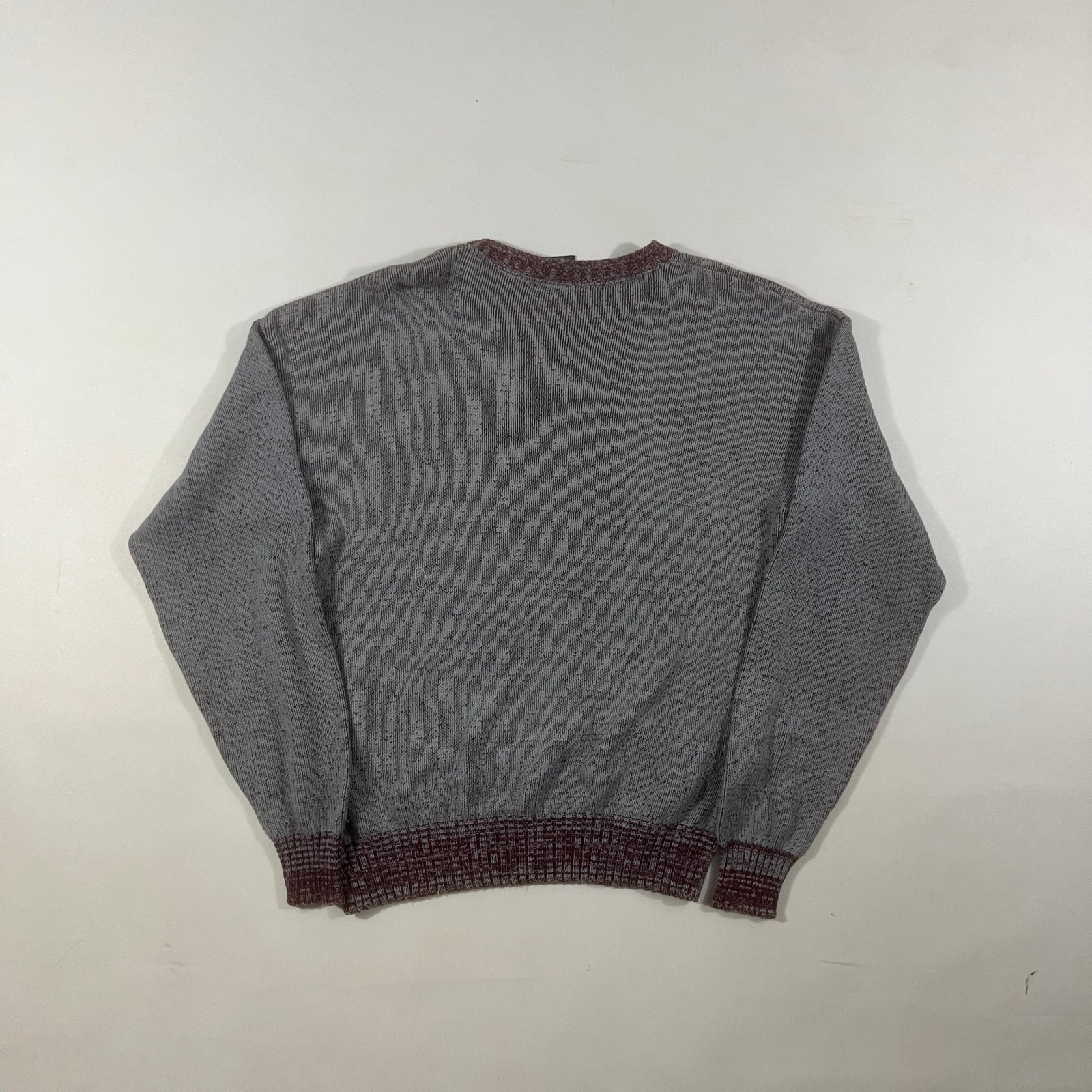 Vintage 90s Woolrich Gray Burgundy Vintage Car Graphic Knit Crewneck Sweater