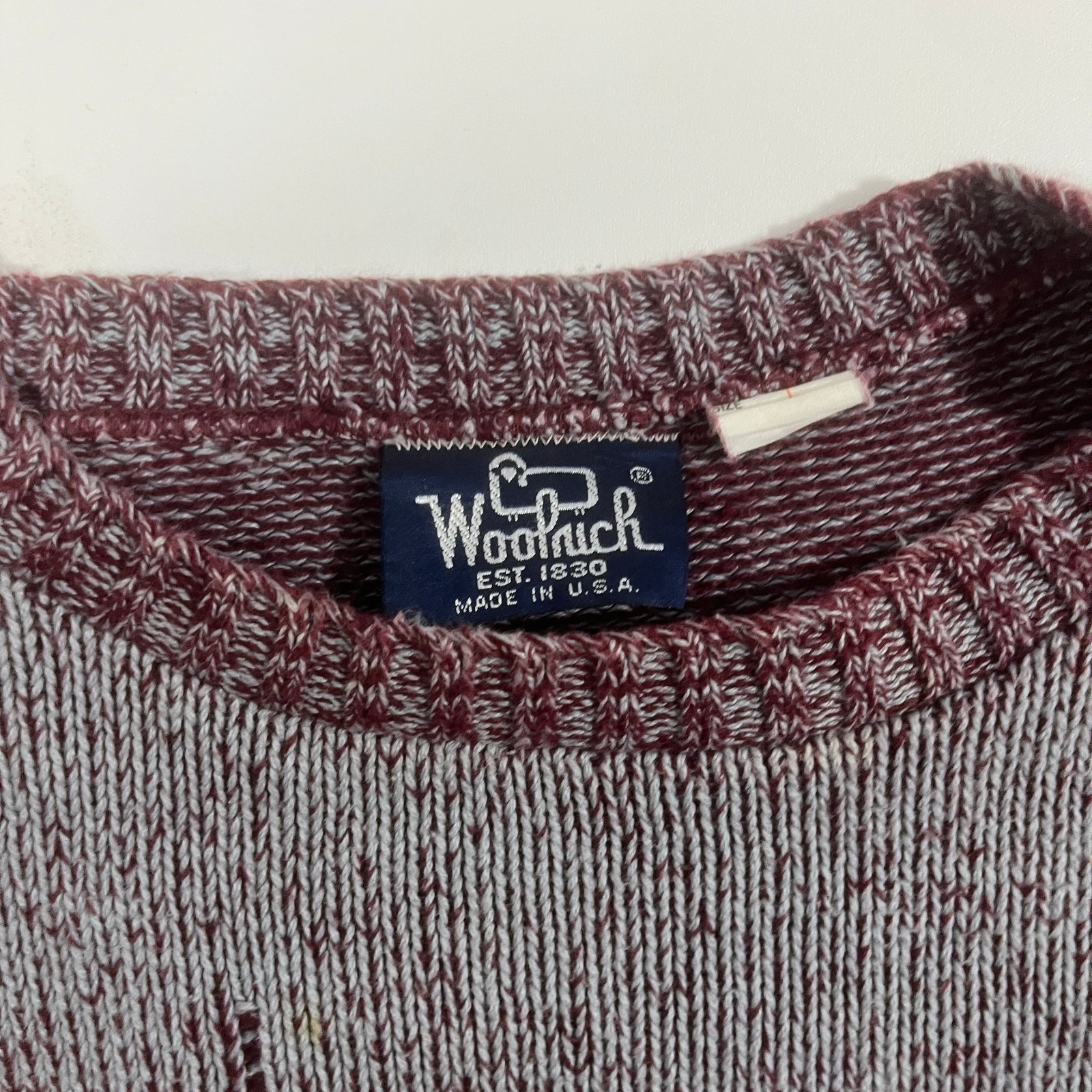 Vintage 90s Woolrich Gray Burgundy Vintage Car Graphic Knit Crewneck Sweater