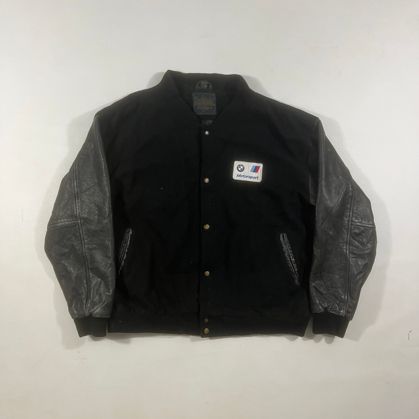 Vintage 90s BMW Motorsport Dunbrooke Wool Leather Sleeve Varsity Jacket XL