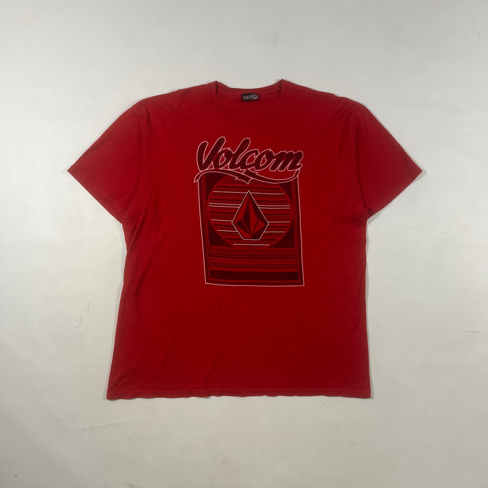 Volcom Red Script Logo Stone Graphic Skate Tee XL