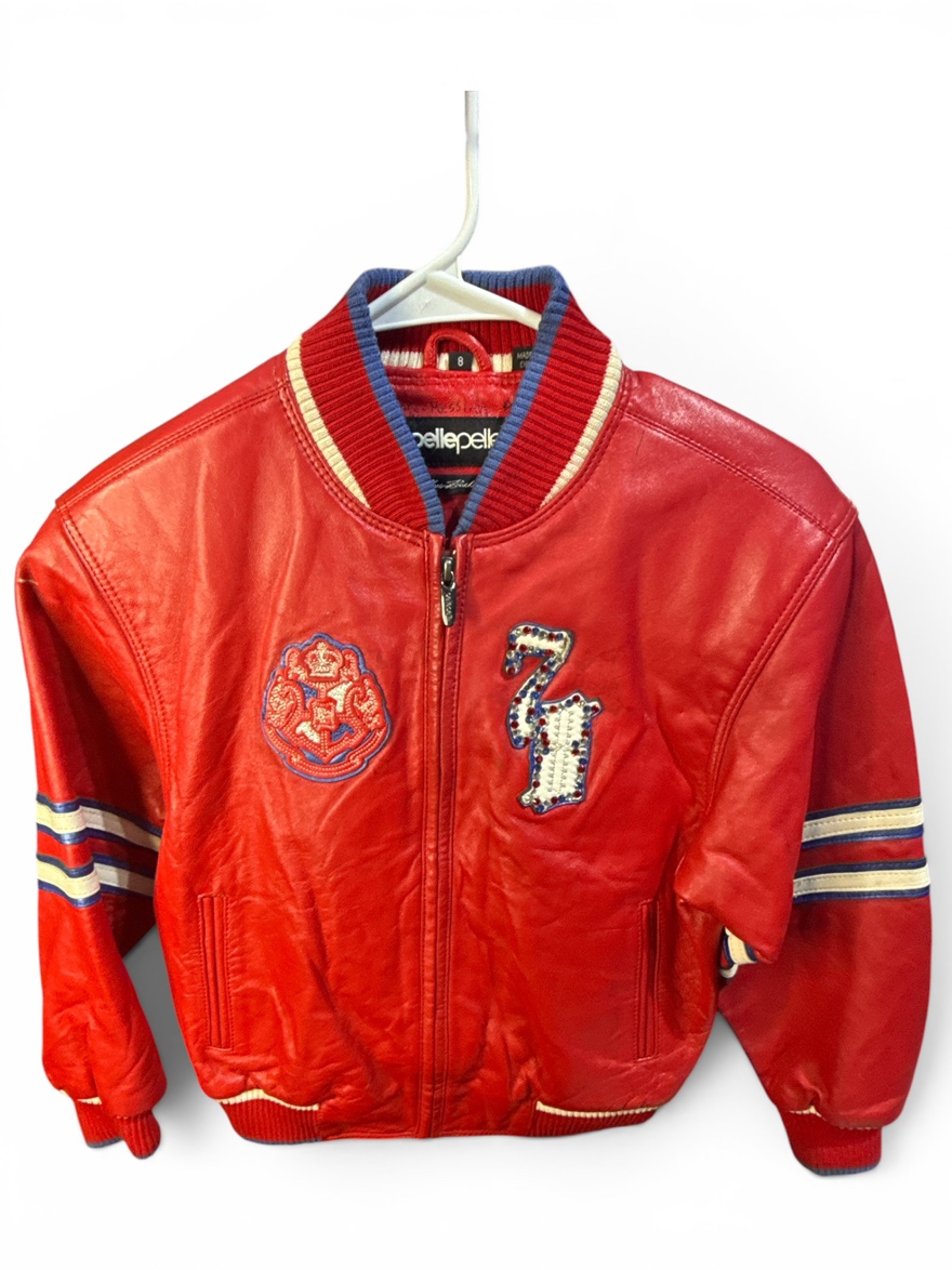 Sz8-Pellepelle Vntg Leather Youth Zip up Jacket
