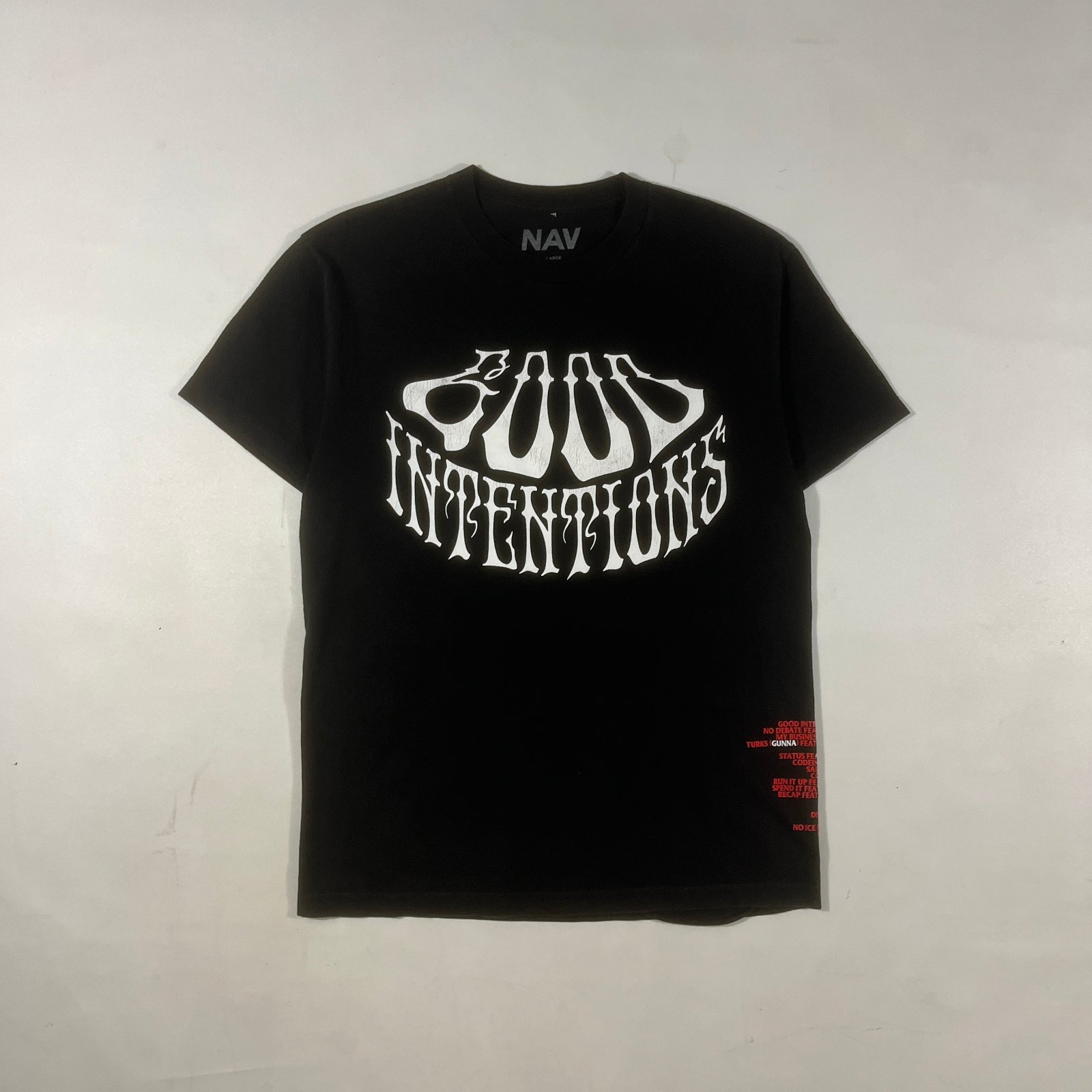 NAV x VLONE Good Intentions Album Tracklist Tee Black Large