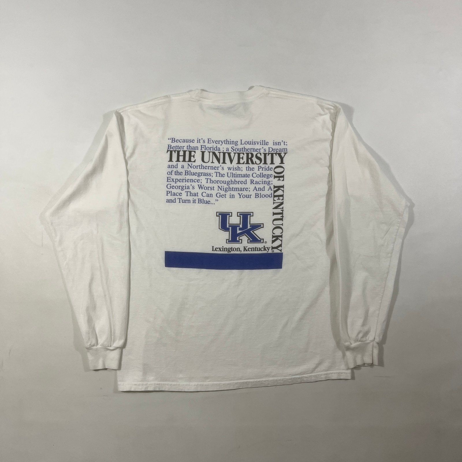 Vintage 90s University of Kentucky Wildcats Long Sleeve Tee XL White UK Lexington