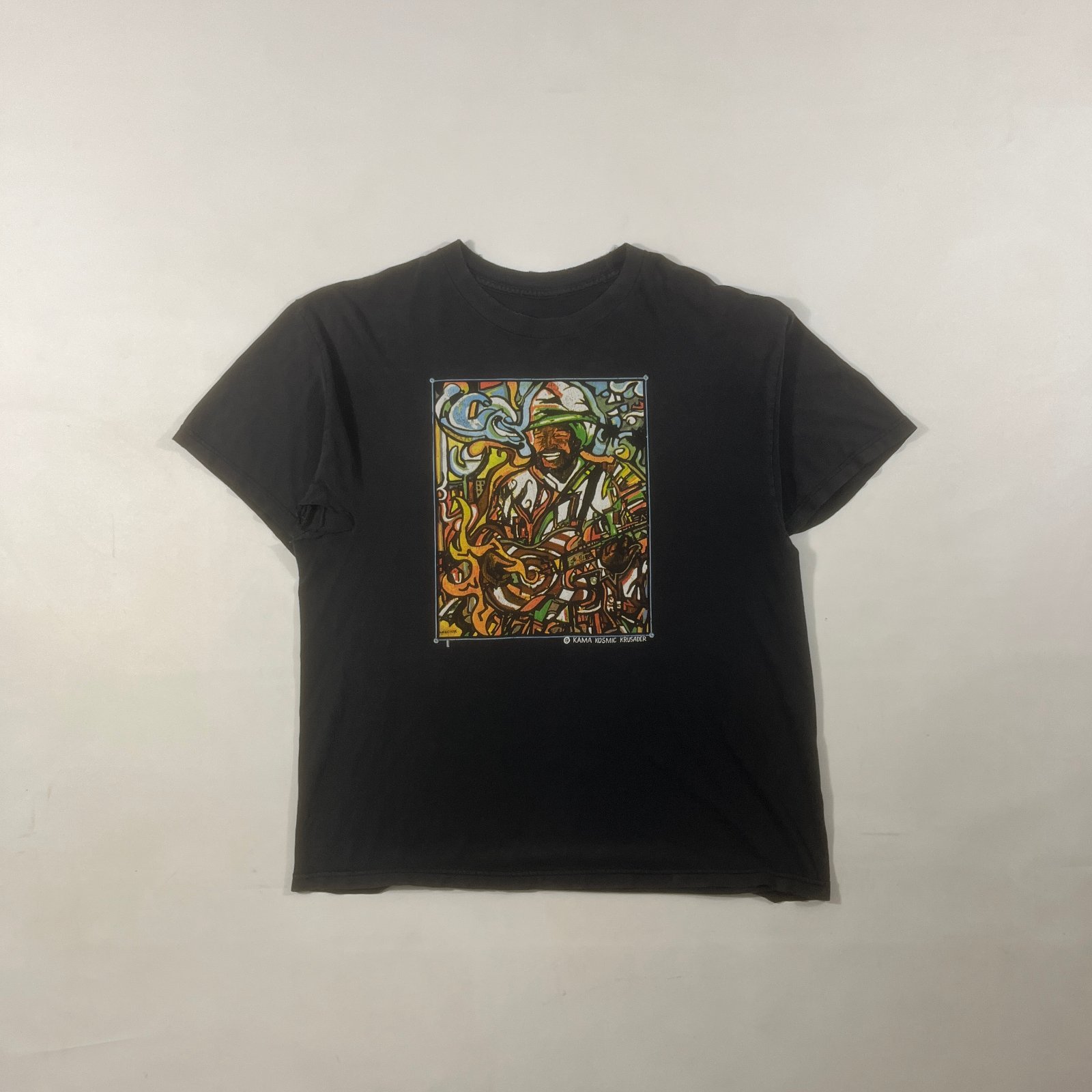 Vintage Kama Kosmic Krusader Herciuk Blues Guitar Art Graphic Tee Black
