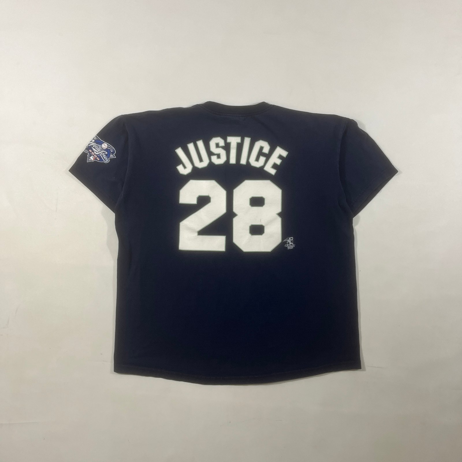 Vintage Y2K Majestic New York Yankees David Justice #28 2000 World Series Tee XL