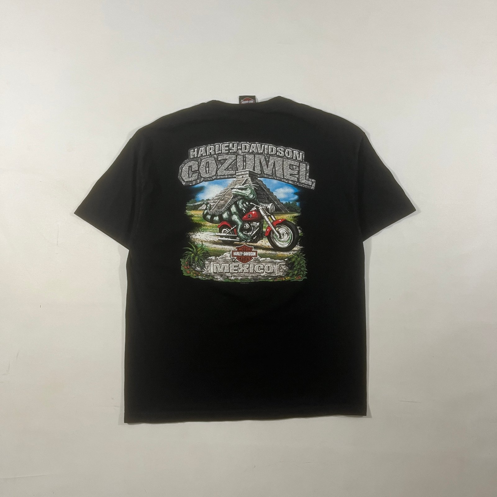 Harley-Davidson Cozumel Mexico Iguana Biker Graphic Tee XL Black Double Sided