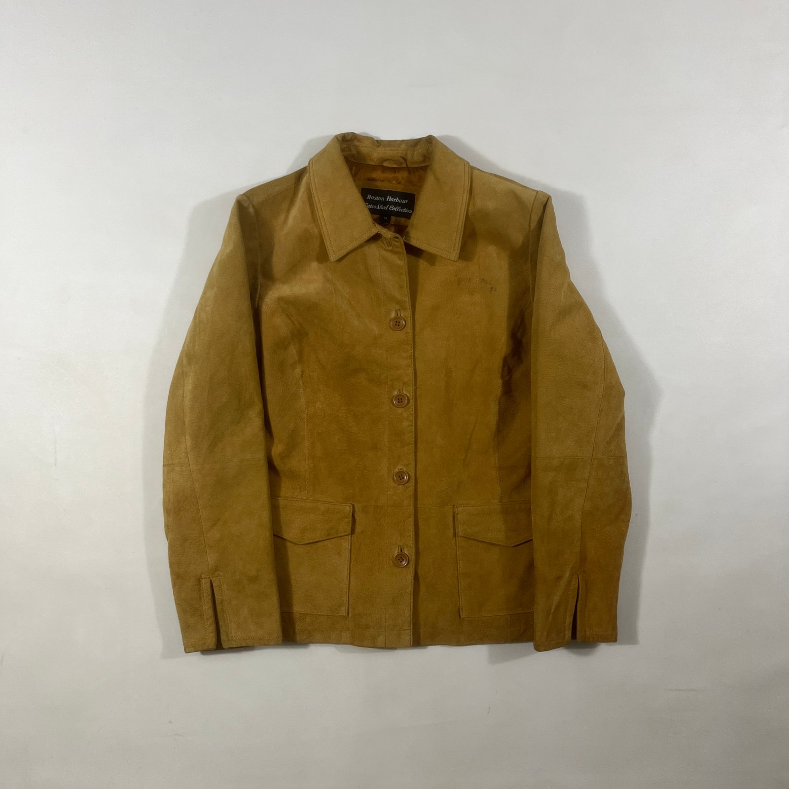 Boston Harbour WaterShed Collection Y2K Tan Suede Button-Up Jacket M