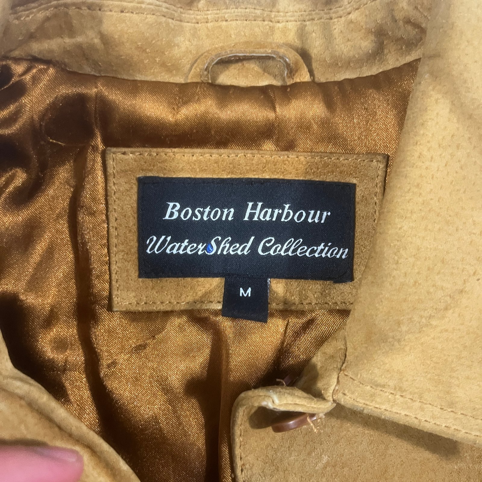 Boston Harbour WaterShed Collection Y2K Tan Suede Button-Up Jacket M