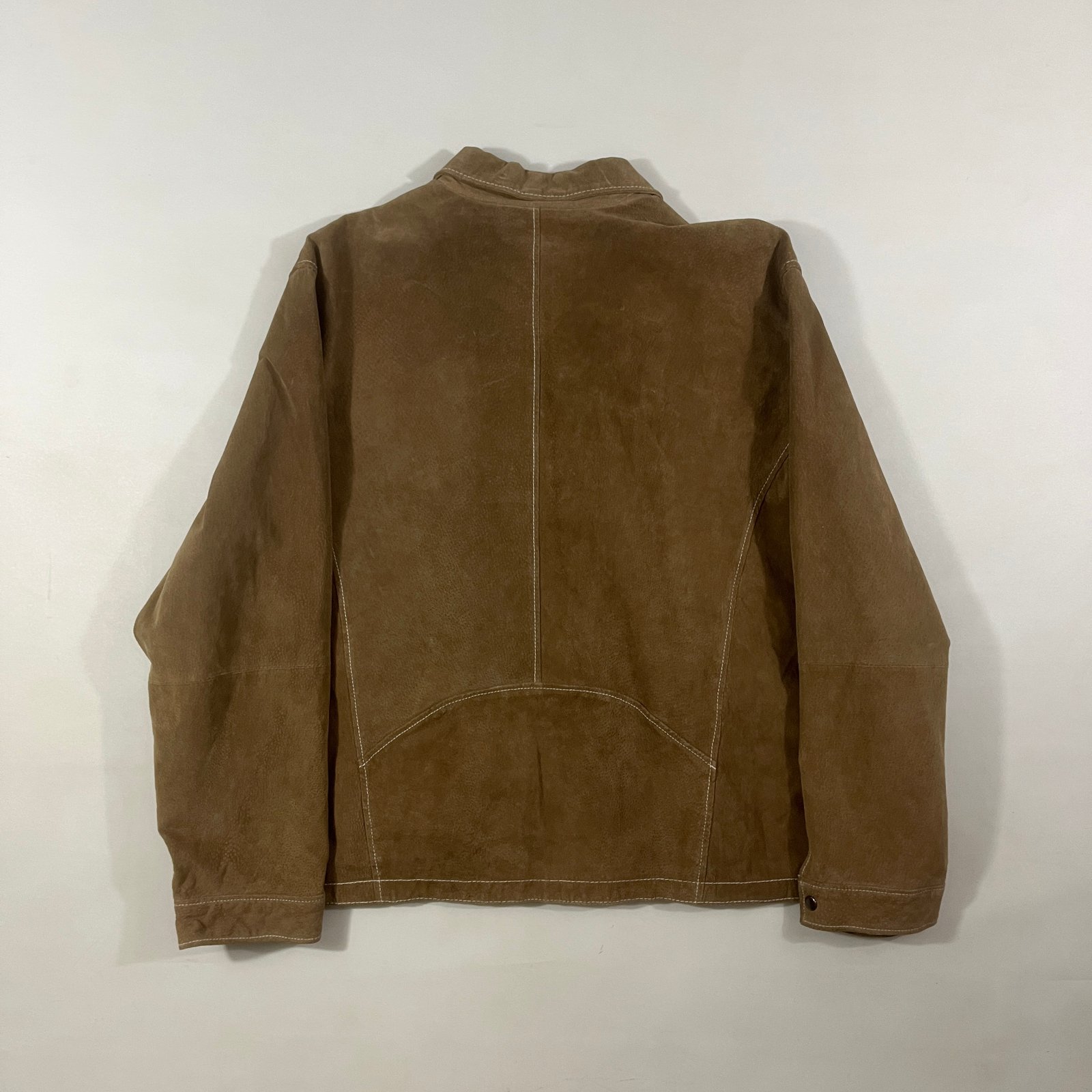 Vintage Wilsons Leather Brown Suede Zip Front Harrington Jacket 2XL