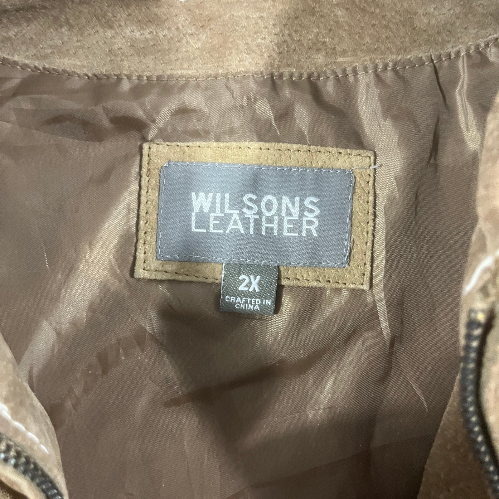 Vintage Wilsons Leather Brown Suede Zip Front Harrington Jacket 2XL