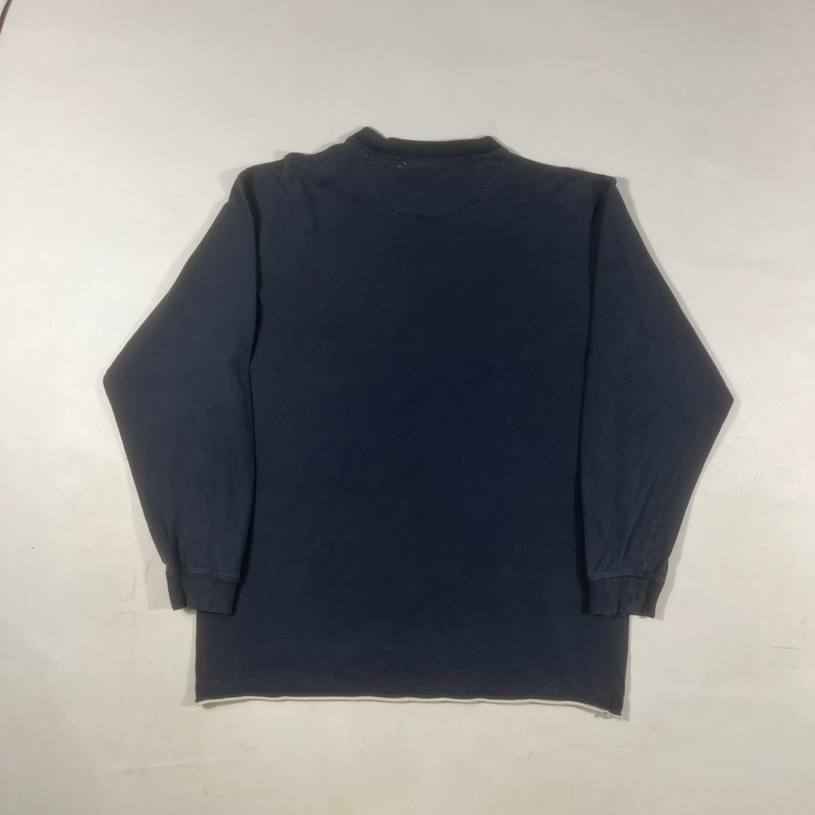 Vintage Y2K Enyce Navy Embroidered Grid Stitch Long Sleeve Mock Neck Shirt XL