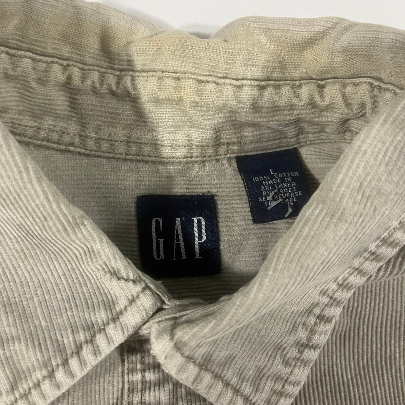 Vintage 90s Gap Tan Corduroy Button Down Shirt Jacket L