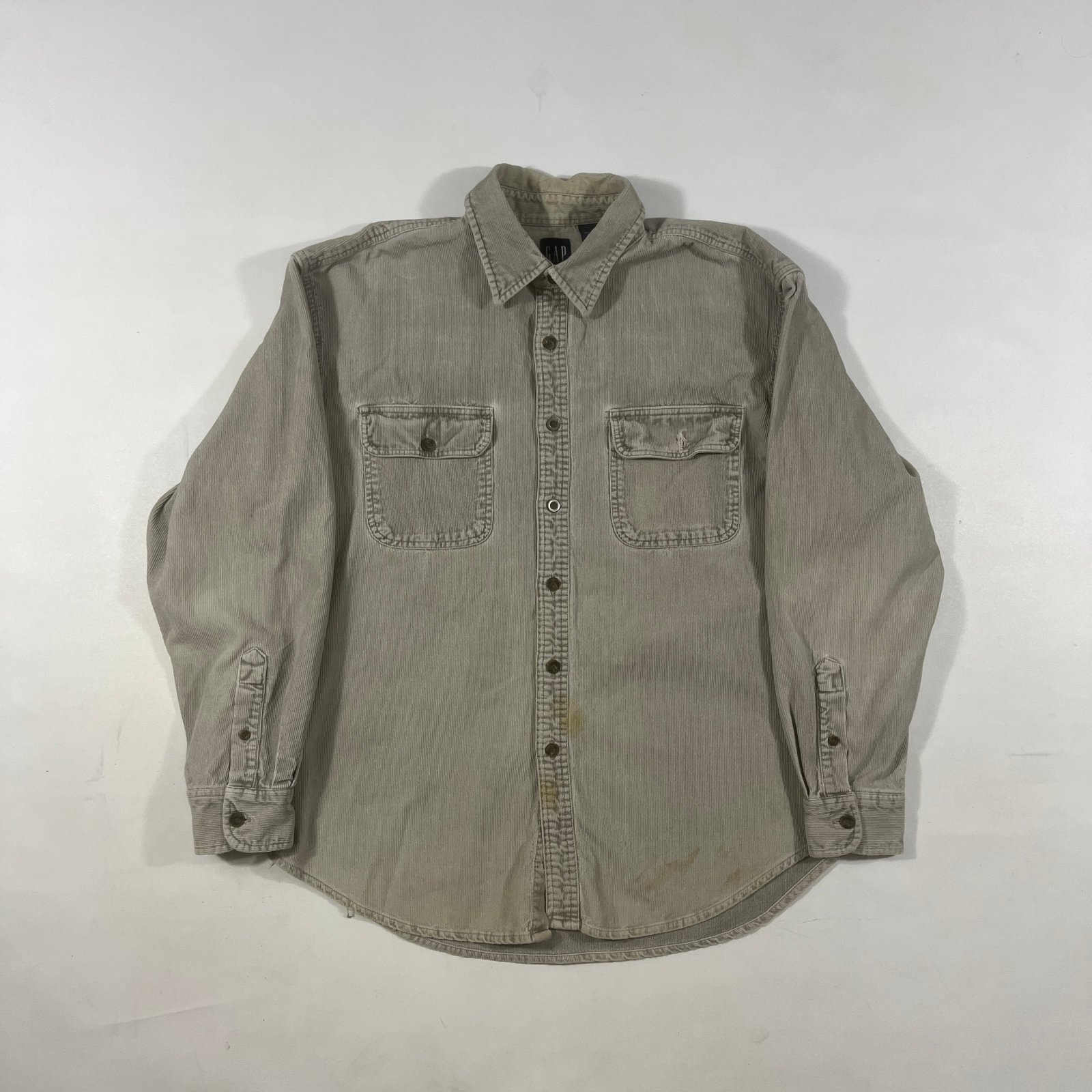 Vintage 90s Gap Tan Corduroy Button Down Shirt Jacket L