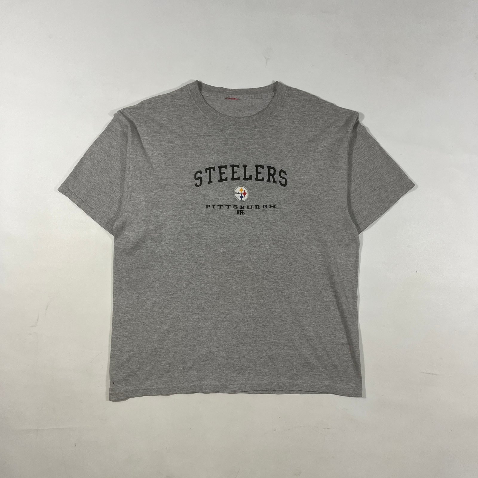 Vintage Pittsburgh Steelers NFL Heather Gray Embroidered Logo Tee