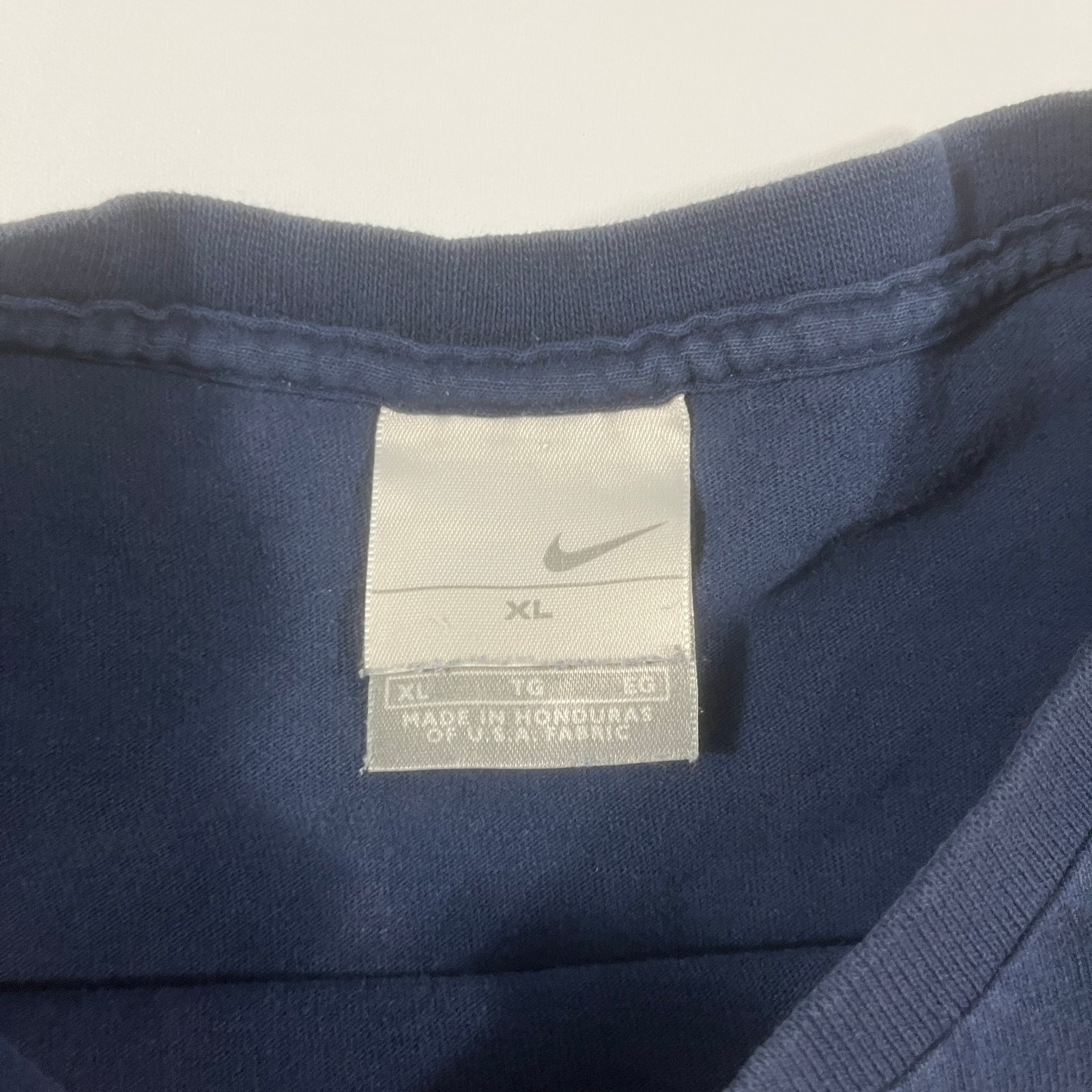 Vintage Y2K Nike Center Swoosh Box Logo Navy Tee XL