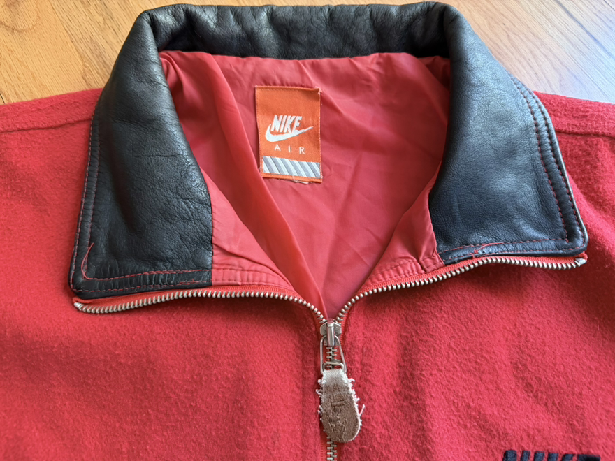 VINTAGE 90s NIKE AIR WOOL & LEATHER VARSITY JACKET - L/XL