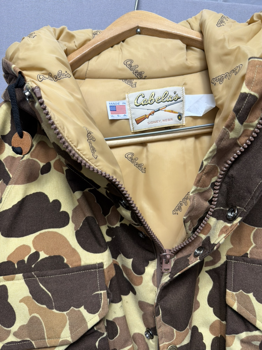 🦆 DEADSTOCK Vintage Cabela’s Duck Camo Hunting Suit Set (Jacket + Pants)