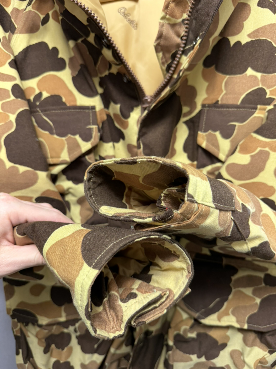 🦆 DEADSTOCK Vintage Cabela’s Duck Camo Hunting Suit Set (Jacket + Pants)