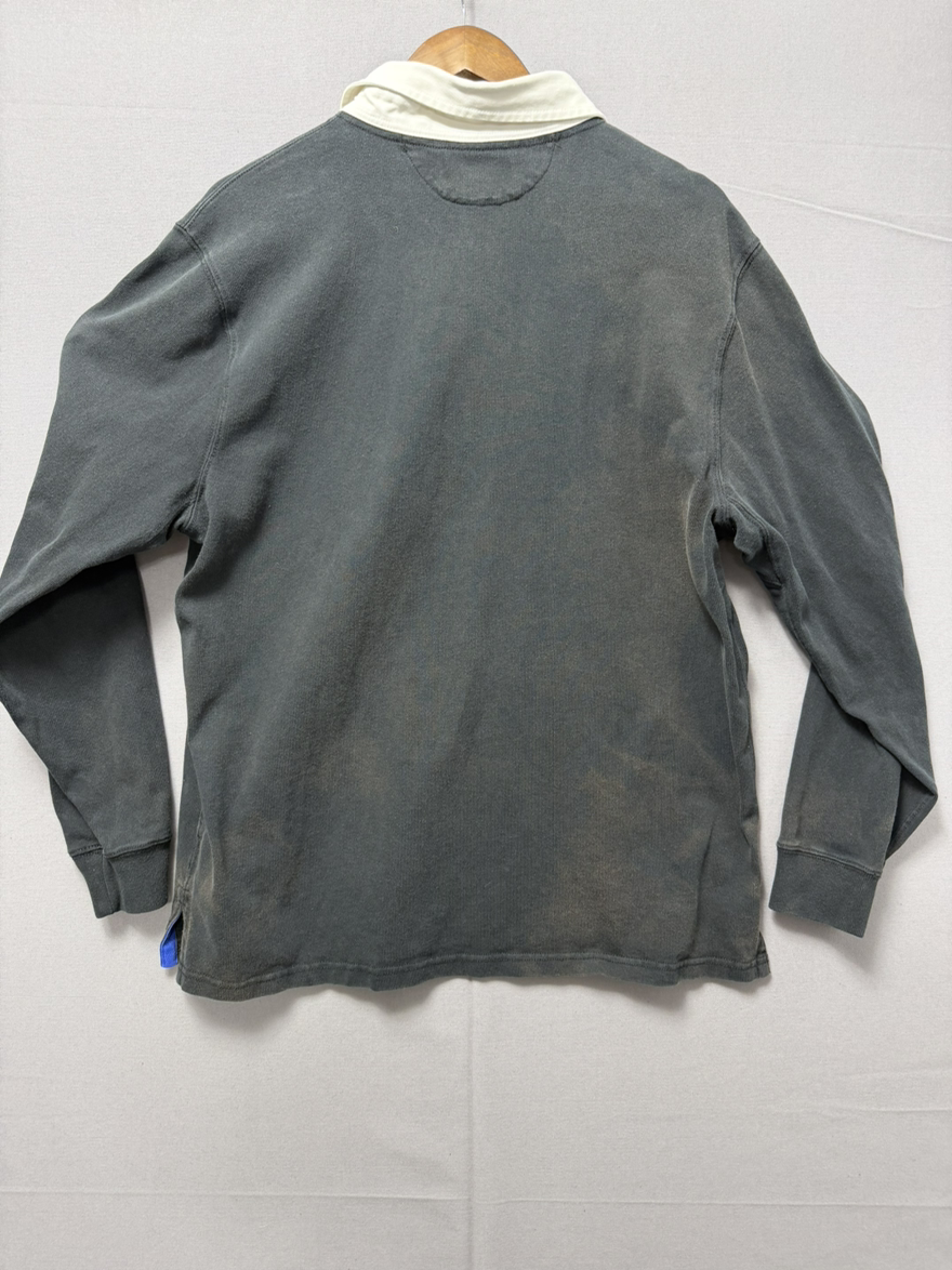 Vintage Polo Ralph Lauren Rugby Shirt XL Sunfaded Distressed Black Cotton